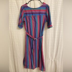 oops california dress Small Stripes Colorful Belted Vintage Purple Pink Blue